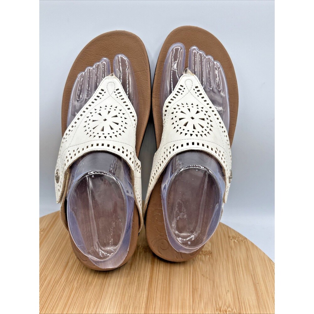 Rockport Ridge Slide Sandals Women 8 White Laser Cut Adjustable Comfort Thong - Picture 7 of 11